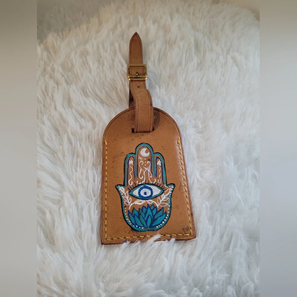 Louis Vuitton Custom Handpainted Luggage Tag, Hamsa Design - Picture 5 of 11